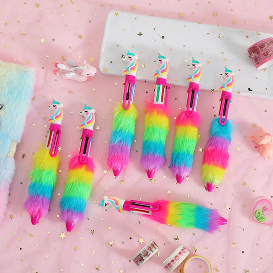 FUR UNICORN RAINBOW PEN