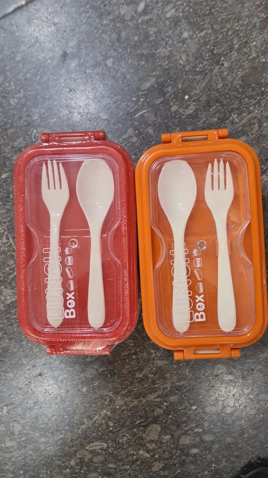 LUCH BOX W/ SPOON & FORK PJ-01 (RANDOM COLOUR)